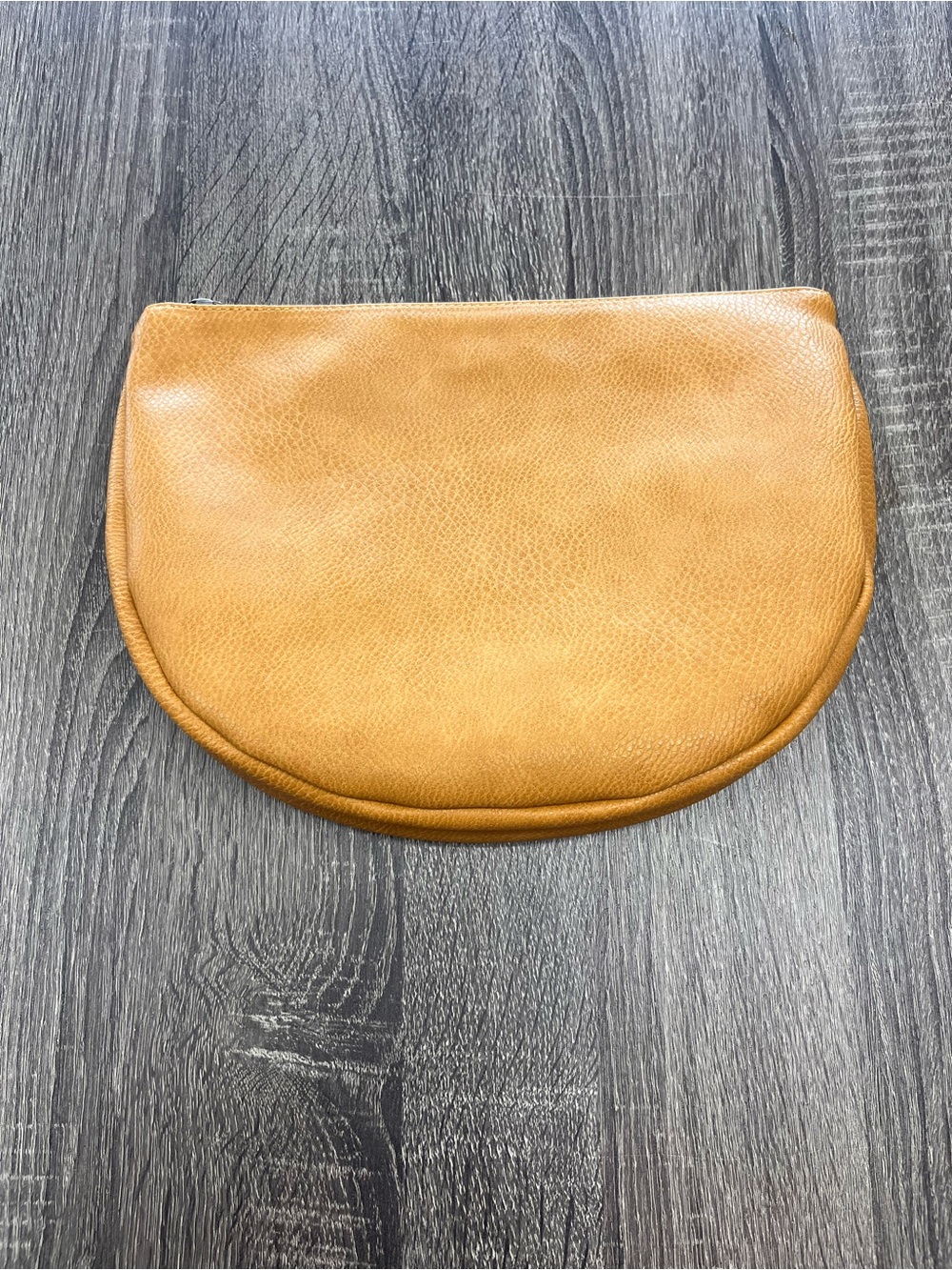 Anthropologie Mustard Leopard-Print  lined Cosmetic Pouch Toiletry Zipper Vegan
